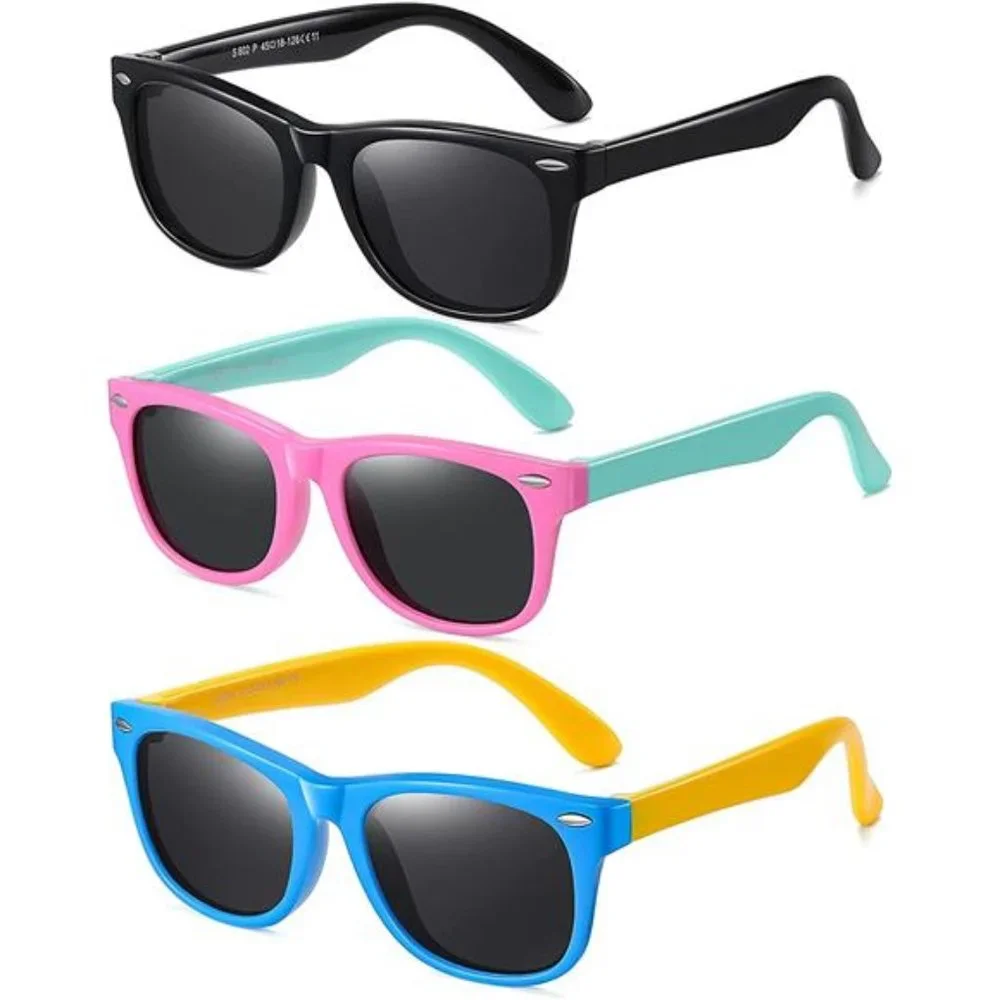 Kids Polarized Sunglasses for girls boys 3 Pack, for Children Age 3-8.